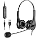 USB Headset with Microphone Noise Cancelling 3.5mm Computer Headset with in-Line Call Control, Comfort-fit 300 Degree Boom Mic Headset with Microphone for Laptop, PC, Call Center, Phone, Skype, Zoom