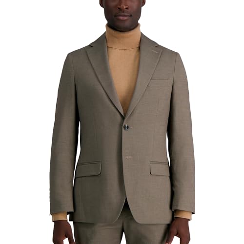 J.M. Haggar Men’s JMH Premium Stretch Tailored Fit Suit Separate Pants, Medium Taupe-Jacket, 42