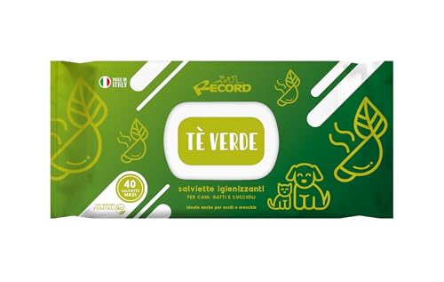 Record Wet Sanitising Wipes for Dogs and Cats. Dog Wipes Cat Wipes. Pack of 40 Pieces. Pet Wipes for Hair, Snout Paws and Eyes. Skin and PH Respects. Aroma The Green