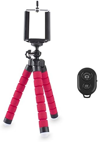 IPhone Tripod,Tripod Mount/Stand,Phone Tripod/Holder,Universal for iPhone,Samsung,Camera,Sports Camera GoPro,Small and Light with Bluetooth Remote Shutter (Red)