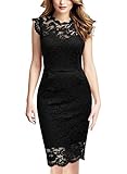 Miusol Women's Retro Floral Lace Slim Evening Party Dress