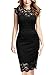 Miusol Women's Casual Retro Floral Lace Slim Evening Party Dress (10, Black)