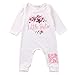 Newborn Baby Girls LITTLE SISTER Flower Rompers Bodysuits Toddler Pajamas Clothes (3-6M, white)