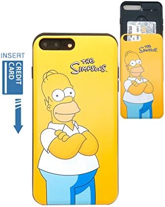 [iPhone 7 Plus Wallet Case/iPhone 8 Plus Wallet Case] KUBRICK Card Holder Slide Cover Simpson Animation Bumper Phone Case Dual Layer Protection UV Printing (Homer Jay Simpsnon)