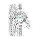 Tidoo Lady's Wristwatch, Charming Bangle Bracelet Watch White Silver Plated Pearls with a 3D Butterfly on It