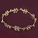 LUX ACCESSORIES Gold Tone and Rhinestone Leaf Leaves Metal Flower Crown