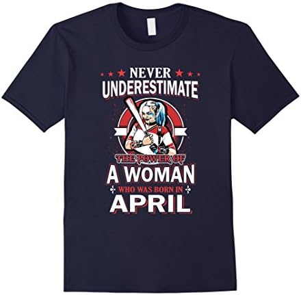 Men's Never Underestimate The Power Of A Woman Born In April Shirt 3XL Navy