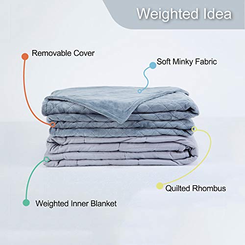 Weighted Idea Minky Weighted Blanket 20 lbs for Adult with Removable