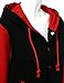Stylish Color Contrast Long Sleeves Hoodie Varsity Jacket Black Red XL