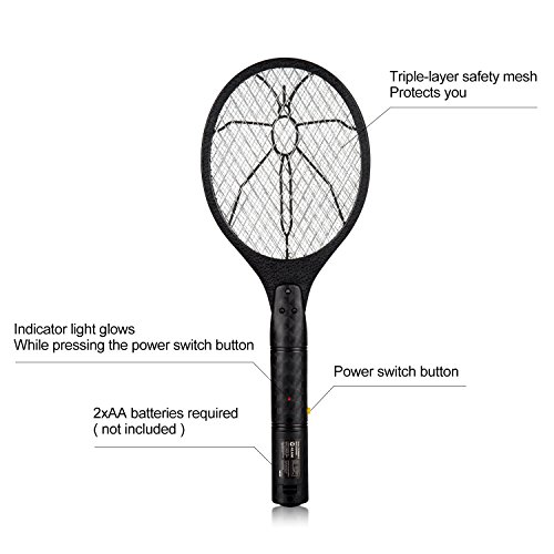 ALAM Electric Bug Zapper Fly Swatter Handheld Racket, Indoor & Outdoor
