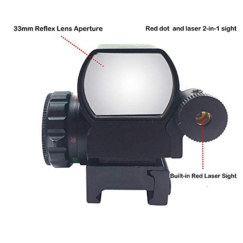 GOTICAL Holographic 1x22x33 Sight Scope Reflex Sight Red Green Dot 4 Reticle With Pressure Switch and Red Laser With 20mm Weaver and Picatinny Mount - Thumbnail 5