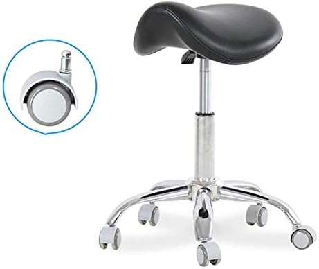 WLDD Ergonomic Adjustable Saddle Stool (Without Back) Ergonomic Swivel Chair For Dental Office Massage Clinic Spa Salon With Wheels (Color : Black 1)