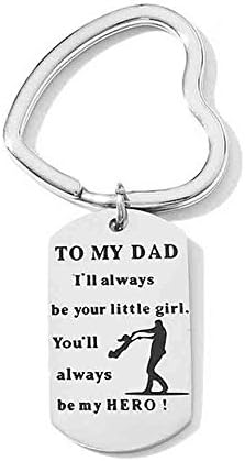 Allscarf007 Dad Keychain,Father's Day Gift, I'll Always be Your Little Girl, You'll Always Be My HERO! Daddy's Girl Love Family