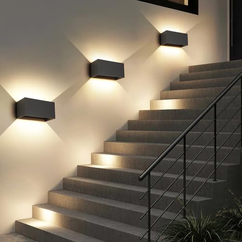 FUPE 25W LED Outdoor / Indoor Wall Light IP65 Waterproof Modern Aluminium Black 3000 K Warm White Outdoor Wall Light Adjustable Light Angle