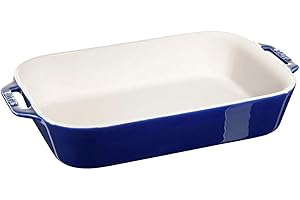 STAUB Glass Enamel Ceramic Rectangular Oven Dish, Casserole Dish - Microwave & Freezer Safe - 13" x 9", X-Large, Blue