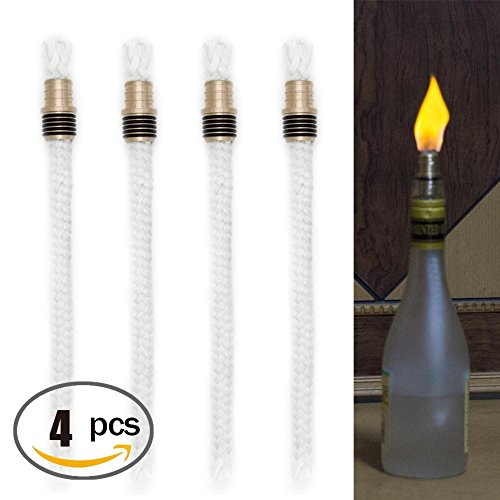 Tiki Torch Kit ,Torch Wicks and Brass Wick Mount ,Garden lights ,etc. 4PCS(9 21/25 inch ,bottle not included )