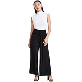 Bar III Women's Petite Pull-On Wide-Leg Pants (Black, Petite Large)