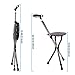 Best Health Cane Stool Golf Walking Seats Retractable Lightweight Walking Stick with LED Light for Elderly Outdoor Travel Rest Stool Folding Chair Replacement Large Weight Capacity (Black Cane seat)