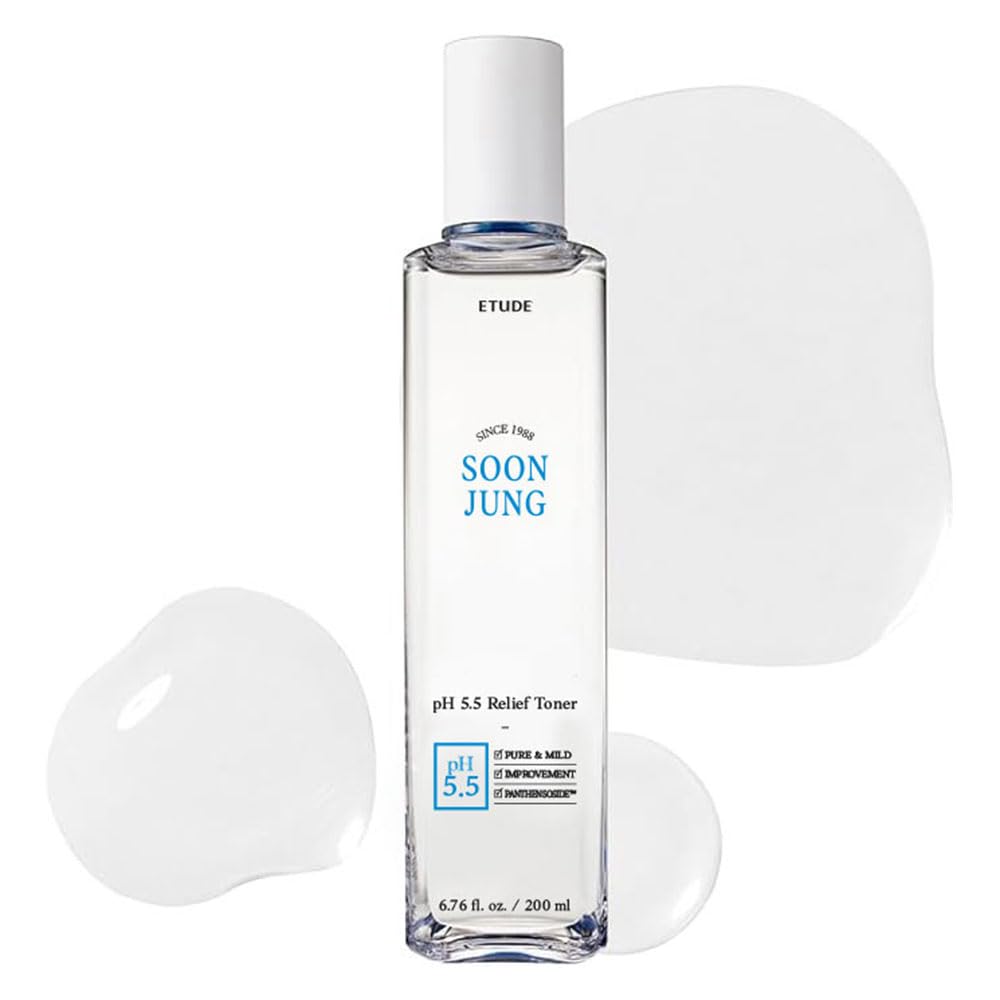ETUDE Soonjung pH5.5 Relief Toner 200ml (New Version) | Skin Care Solution | Low PH Toner for Sensitive Skin | Non-Comedogenic, Hypoallergenic & Fragrance Free Moisturizer for Face