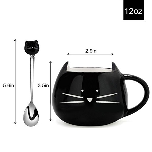 Koolkatkoo-Cute-Cat-Mug-Ceramic-Coffee-Mugs-Set-Gifts-for-Women-Girls-Cat-Lovers-Funny-Small-Cup-with-Spoon-12-oz-Black-and-White-