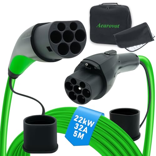 Type 2 to GBT EV Charging Cable 22kW | 32A 5M 3-Phase Mode 3 IP55 | with Carry Bag & Charging Gun Rain Cover | Compatible with BYD Atto 3, Han, Tang, MG Marvel R | Public & Home Use – Green