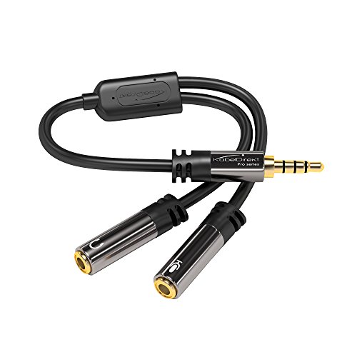 KabelDirekt 3.5mm Male to 2 x 3.5mm Female Audio Headset Y Splitter Adapter Cable - Pro Series