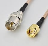DHT Electronics RF coaxial coax cable assembly IEC DVB-T TV PAL male to SMA male 6''