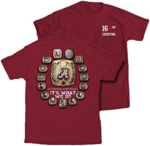 Alabama Crimson Tide National Champions 16 Rings T-shirt-Cardinal-xxxl