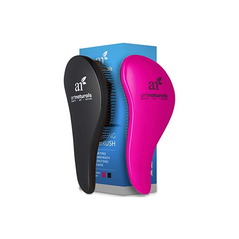 artnaturals Detangling Hair Brush Set (2 Piece Gift Set Pink