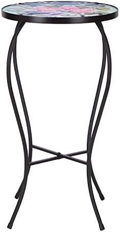 Homebeez Outdoor Indoor Standard Plant Stand Top Round Side Table End Table Standard Plant Stand (Bird+Flower)