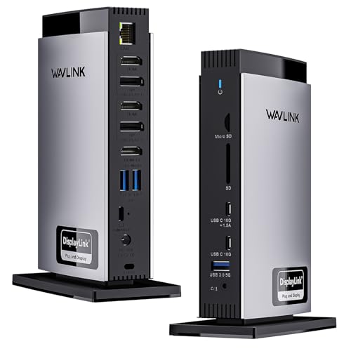WAVLINK Docking Station 3 Monitors, Triple 4K@60Hz for MacBook M1/M2/M3/M4/Windows, Displaylink Dock with 3X HDMI or 2X DisplayPort, 130WPD,5 USB Ports, Ethernet, Audio, SD/TF