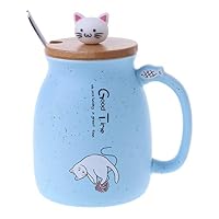 GUSENG Cat Ceramic Mug Coffee Heat-resistant Cup With Spoon Lid Drinkware Children Gift