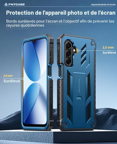 FNTCASE For Samsung Galaxy A17-5G Case: for Galaxy A26-5G Military Grade Shockproof Protective Case with Built-in Stand | Heavy Duty Shockproof & Textured Matte Protective Cases - Blue