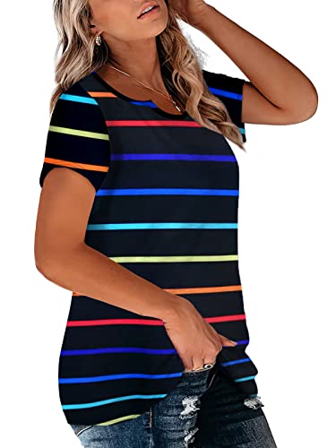 WOMENS PLUS SIZE TOPS SUMMER NOTCH NECK STRIPED SHIRT WOMEN SEXY TUNIC YH001 2XL