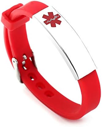 BBX JEWELRY Silicone Medical Alert ID Bracelets Sport Waterproof for Men Womens Adjustable with Wrists 6" - 7.5"