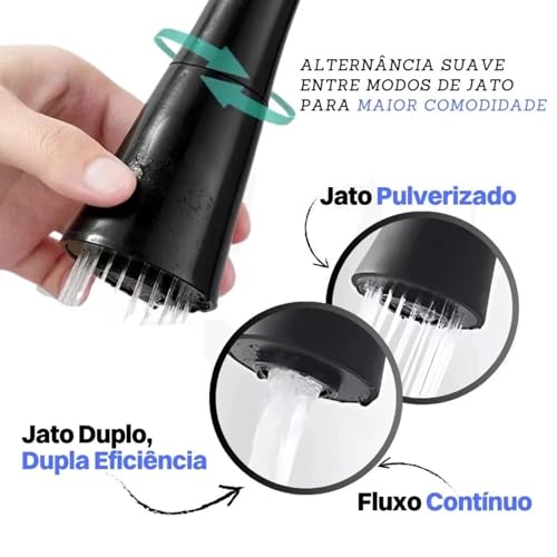 Torneira de Cozinha de Parede Preta Design Flexível Acabamento Fosco para Decoração Moderna (1 Pcs)