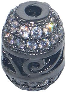 DongStar Jewelry Premium Cooper Paved Cubic Zirconia Crystal Egg Oval Bead Jewelry Bracelet Spacer Bead (Black)