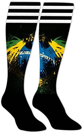 NiceCT Brazil Flag Cool 3D Print Custom Pattern Long Knee High Socks Stockings For Men And Women