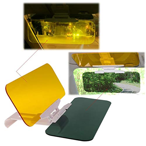 XPLUS Car Day and Night Anti-Glare Visor, 2 in 1 Automobile Sun Anti-UV Block Visor Non Glare Anti-Dazzle Sunshade Mirror Goggles Shield for Driving Goggles (Large Car Visor (2 Pack))