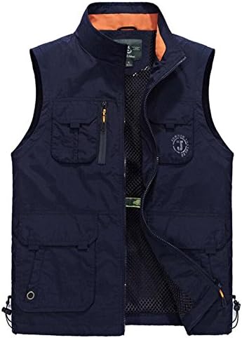 Men's Outdoors Quick-drying Travel Sports Pockets Vest Waistcoat Outerwear (US L / Tag Asia 3XL, Navy Blue)