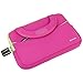 Evecase 7~8 inch Tablet Ultra-Portable Neoprene Zipper Carrying Sleeve Case Bag with Accessory Pocket - Hot Pink/Green
