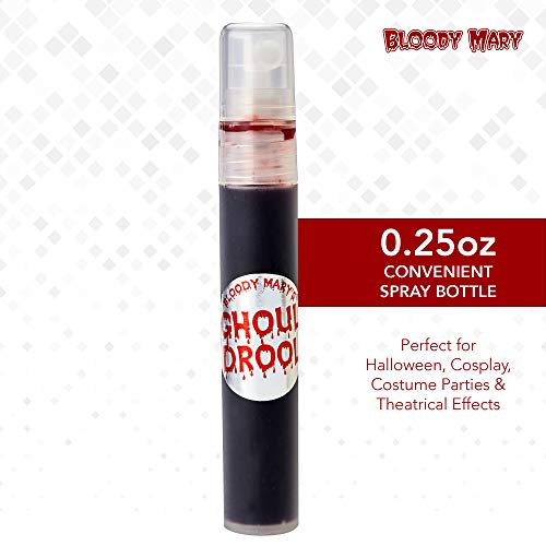 Bloody Mary Professional Fake Stage Blood Makeup - 0.25 Oz. Realistic Costume Movie FX for Face and Body - Scary Cosmetics for Halloween, Cosplay Zombie, Vampire, Werewolf - Great for Kids and Adults