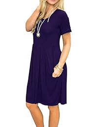 JOSIFER - Vestido de manga corta y sin mangas plisado para mujer