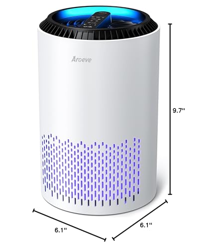 AROEVE Air Purifiers for Bedroom Home, Air Purifier For Smoke Pollen Dander Hair Smell Air Cleaner with Sleep Mode Speed Control For Bedroom Office, MK01- White(Available for California) - Image 10