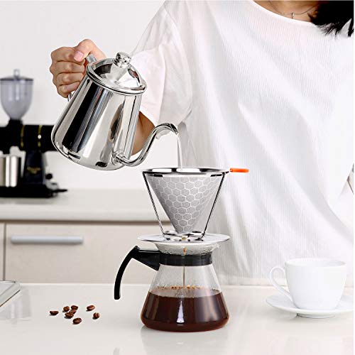 EPRANCE Pour Over Coffee Dripper, Stainless Steel Coffee Filter