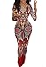 M.Brock Women Long Sleeve Bandage Bodycon Sequin Jumpsuit Tattoo Print Bodysuit