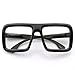zeroUV Large Retro-Nerd Bold Thick Square Frame Clear Lens Glasses (Black)