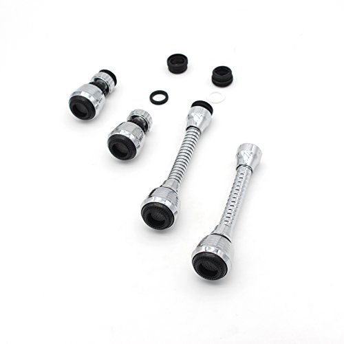 Castuvy 360-Degree Rotary Duplex Faucet Water-Saving Device, Anti-Splash Faucet, Water Saving Flow 2.0 GPM, Silver Chrome, Two Kinds of Specifications, Sets of 4