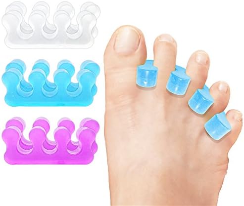 Toe Separators Gel Stretchers | Fits Under Socks for Sleep | No-Pain Easier Fit, Won’t Cut Off Circulation | Ice-Pack-Like Fast Recovery for Runners | Keeps Away Toe Overlap & Pain | Best 6pcs Set