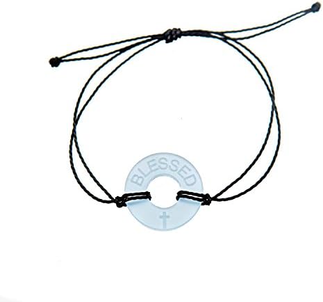 Life Token Custom Made Wide Bracelet Reminder Engraved Message Novelty Jewelry For Couples His and Hers Inspirational Family Gift For Both Men and Women (Light Blue)